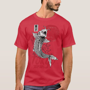 Mens Tokyo Japan Design mit Koi Carp in Rot und T-Shirt