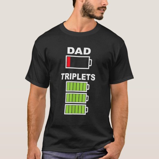 Mens Triplet-Vater - Niedriger Akku für müde Elter T-Shirt (Vorderseite)