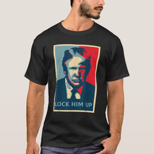 Mens Trump sperrt ihm das Poster-Shirt Black T-Shirt (Vorderseite)