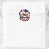Mens Tshirt mit US-Flagge und Eagle Design Runder Aufkleber (Tasche)