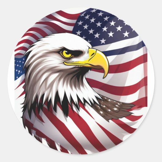 Mens Tshirt mit US-Flagge und Eagle Design Runder Aufkleber (Vorderseite)