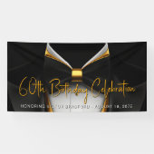 Mens Tuxedo Black Gold Geburtstagsparty Banner (Horizontal)