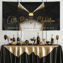 Mens Tuxedo Black Gold Geburtstagsparty Banner