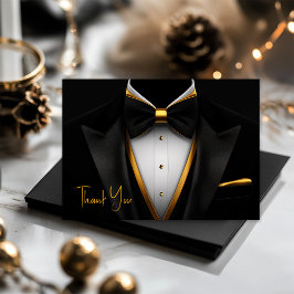 Mens Tuxedo Black Gold Geburtstagsparty Dankeskarte
