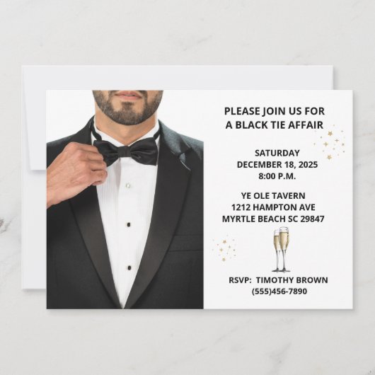   Men's Tuxedo  Black Tie Affair Party Ball Einladung (Vorderseite)