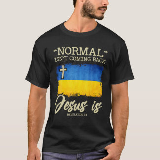 Mens ukrainische Flagge National unter Gott Jesus  T-Shirt