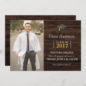 Mens Uni-Abschluß Wood Einladung (Vorne/Hinten)