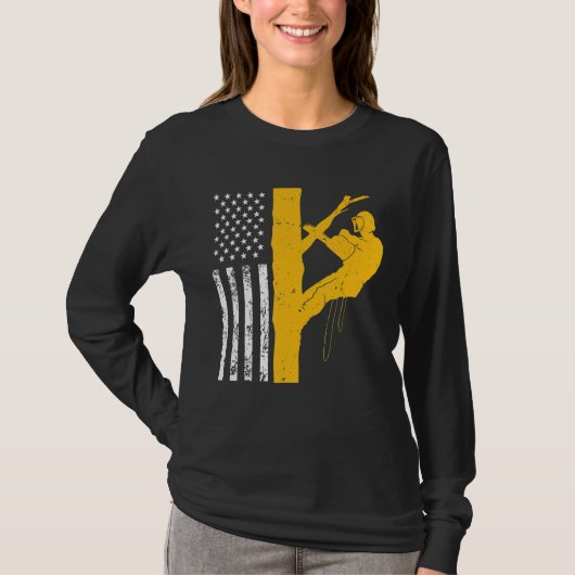 Mens US Flag Tree Climber T-Shirt (Vorderseite)