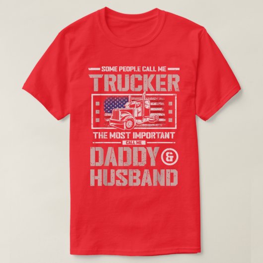 Mens US Flag Trucker Daddy oder Trucker Husband Tr T-Shirt (Design vorne)
