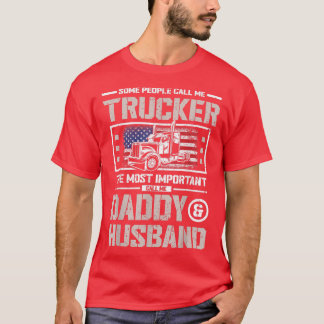 Mens US Flag Trucker Daddy oder Trucker Husband Tr T-Shirt