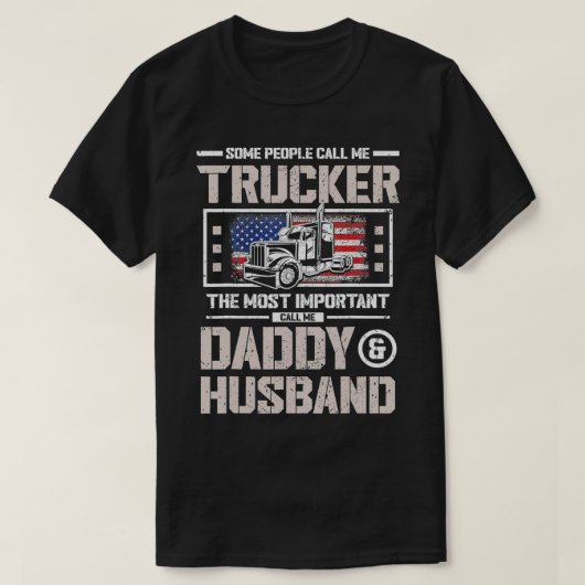 Mens US Flag Trucker Daddy oder Trucker Husband Tr T-Shirt (Design vorne)