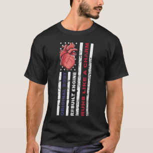 Mens USA Flag, Mechanisch Open Heart Surger T-Shirt