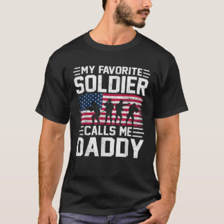 Mens USA Flag Mein Soldat nennt Me Daddy Army Fath T-Shirt