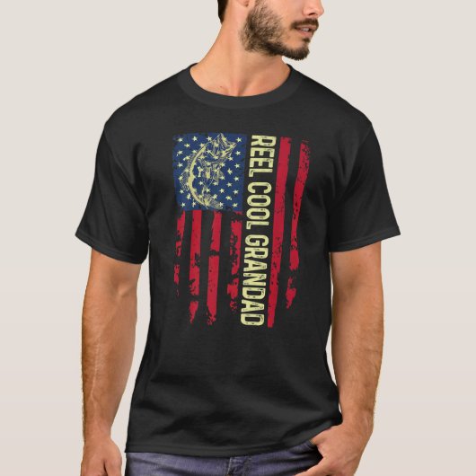 Mens Usa Patriotic Reel Cool Grandad für Best Dadd T-Shirt (Vorderseite)
