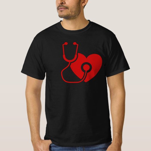 Men's Value T - Shirt mit Red Stethoscope (Vorderseite)