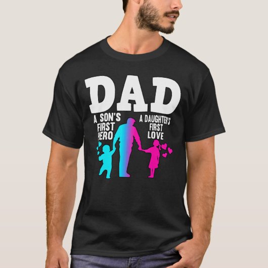 Mens Vater A Son's First Held A Daughter's First L T-Shirt (Vorderseite)