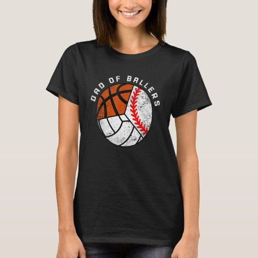 Mens Vater der Baller Baseball Volleyball Basketba T-Shirt (Vorderseite)