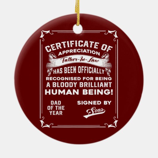 Mens Vater Geschenk vom Sohn des Juristenvaters Keramik Ornament (Hinten)