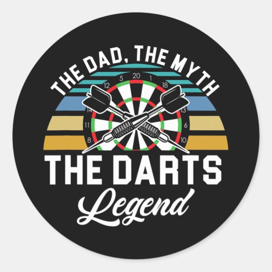 Mens Vater Myth Darts Legend Vater Dart Player Runder Aufkleber (Vorderseite)