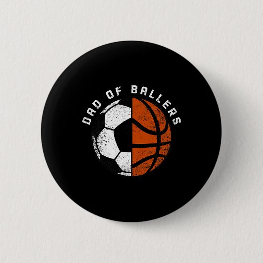 Mens Vater of Byllers Fun Soccer Bysketbyll Vater Button (Vorderseite)