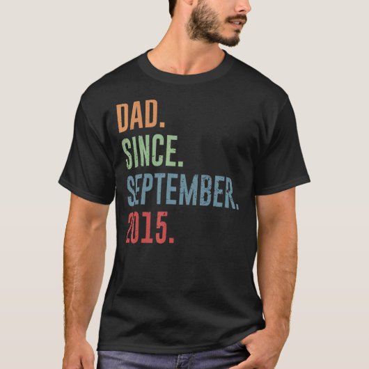 Mens Vater Seit September 2015 T-Shirt (Vorderseite)