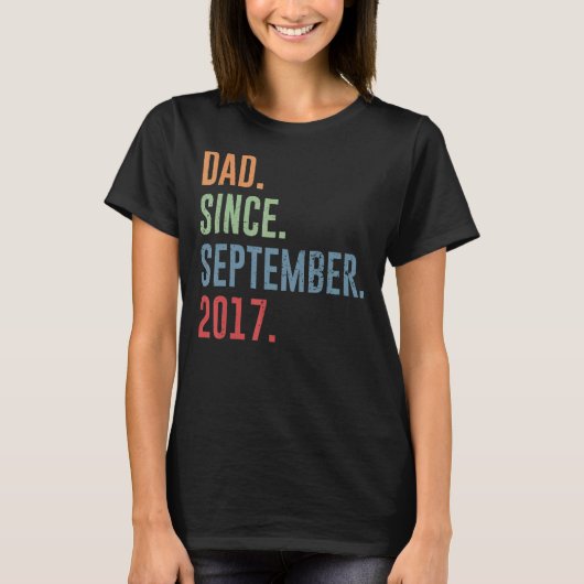 Mens Vater Seit September 2017 T-Shirt (Vorderseite)