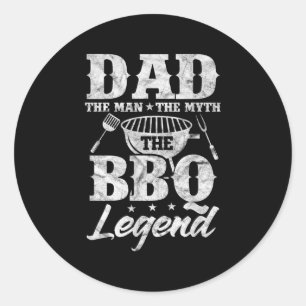 Mens Vater The Man The Myth Grillen Barbeque Grill Runder Aufkleber
