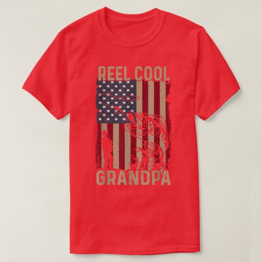 Mens Vatertag Angeln Cool Großvater Ameri T-Shirt (Design vorne)