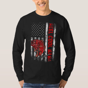 Mens Vatertag Rollen Cool Baba Fish American Fl T-Shirt