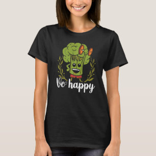 Mens Ve Happy Be Happy Broccoli Dumbell Vegan Veg T-Shirt