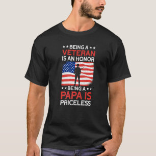 Mens Veteran Honorar Papa Priceless Stolz American T-Shirt