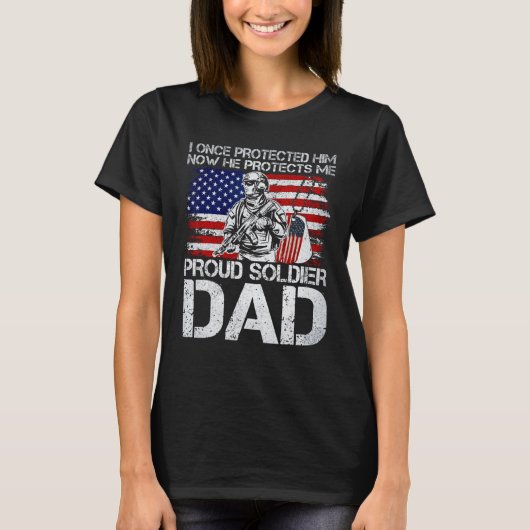 Mens Veteran Proud Soldier Dad Military T-Shirt (Vorderseite)