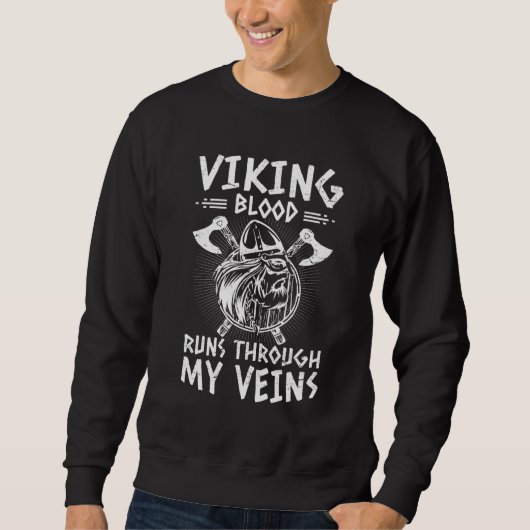 Mens Viking Nordic Odin Valhalla Viking Blood Thro Sweatshirt (Vorderseite)