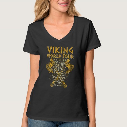 Mens Viking World Tour  Medieval Scandinavian Hist T-Shirt (Vorderseite)