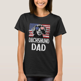 Mens Vintag American Flag Dackel Vater Hund für T-Shirt