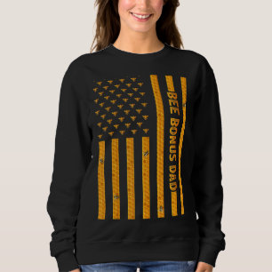Mens Vintag Bee American Flag Bee Bonus Vater Fath Sweatshirt