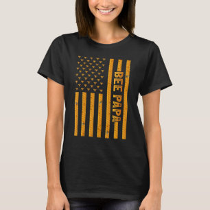Mens Vintag Bee American Flag Bee Papa Father T-Shirt