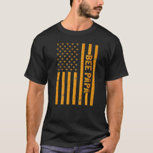 Mens Vintag Bee American Flag Bee Papa Father T-Shirt
