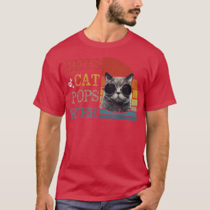 Mens Vintag Best Cat Pops Ever Funny Cat Pops G T-Shirt