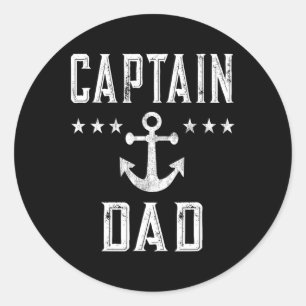 Mens Vintag Captain Vater Lake Boating Vatertag Runder Aufkleber