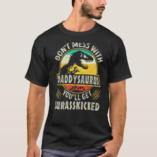 Mens Vintag Dinosaurs Daddy Rex Saurus Family Mat T-Shirt