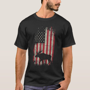 Mens Vintag Elch 4. Juli Patriotische USA Amerika T-Shirt