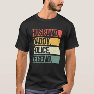 Mens Vintag Husband Daddy Police Heldin Family Fat T-Shirt