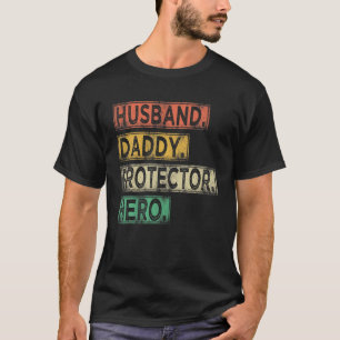 Mens Vintag Husband Daddy Protector Vater Hero Fat T-Shirt