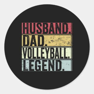 Mens Vintag Husband Vater Volleyball Legend Fun Fa Runder Aufkleber