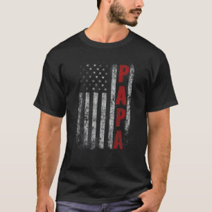 Mens Vintag Papa Amerikanischer Vater USA Flagge V T-Shirt