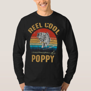 Mens Vintag Reel Coole Mohnfische Fischen Fischen T-Shirt