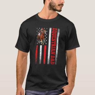 Mens Vintag Reitsport Vater American Flag Sportfah T-Shirt
