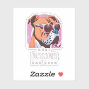 Mens Vintag Retro Boxer Dog Lover Vater Aufkleber