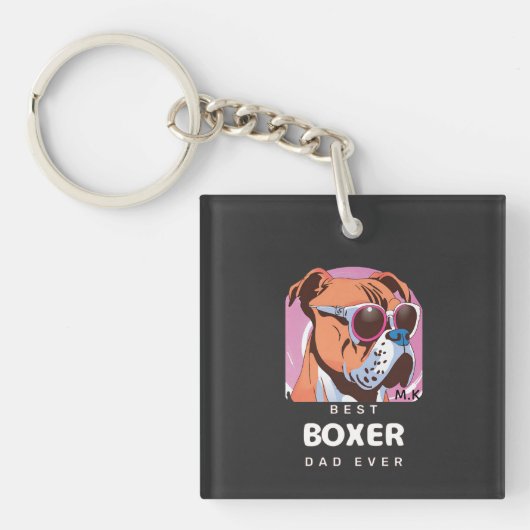 Mens Vintag Retro Boxer Dog Lover Vater Schlüsselanhänger (Vorderseite)